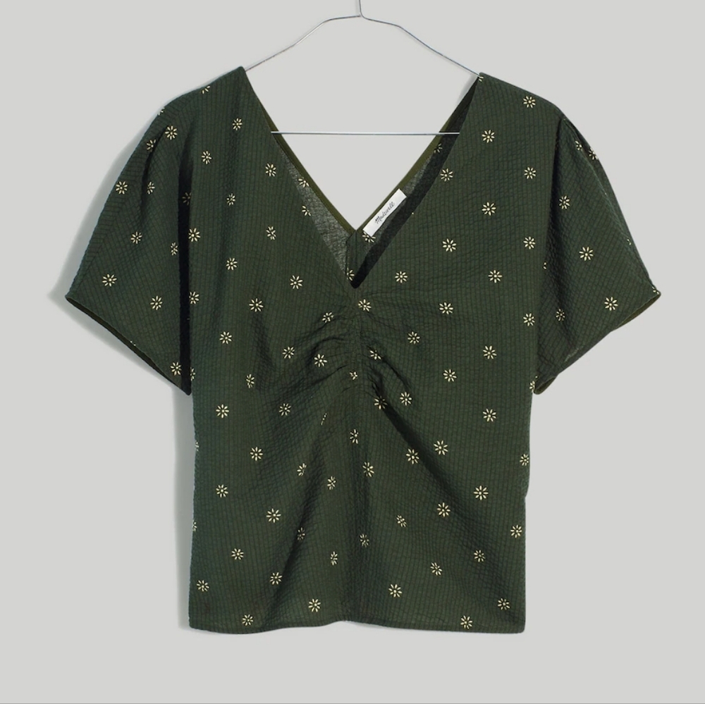 Green Madewell Voile Puff Sleeve Top in Floral